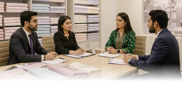 Professional reviewing documents